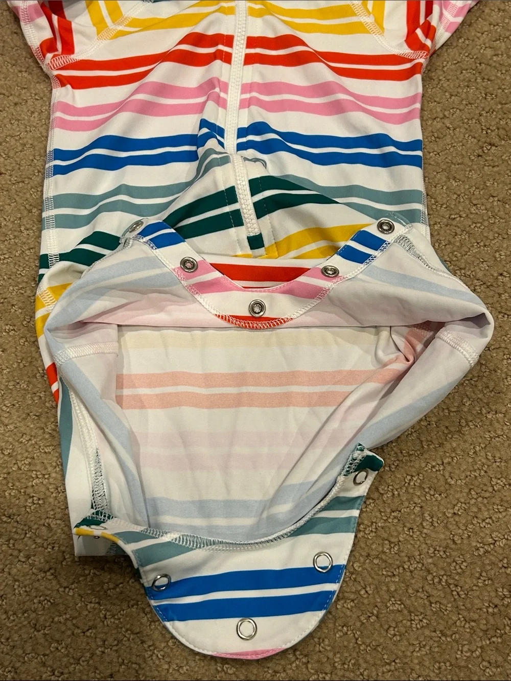Hanna Andersson Multicolor Striped Zipper Rash Guard